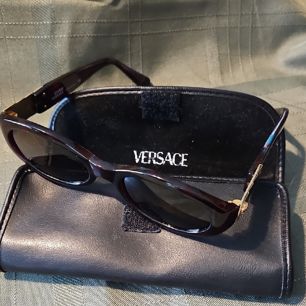 Versace Gold and Brown Sunglasses with Metallic Accents